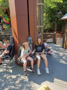 Riding rides at Dollywood.