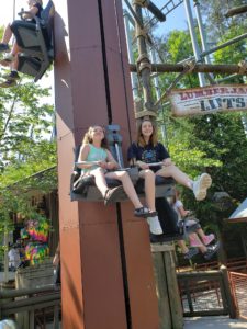 Riding rides at Dollywood.