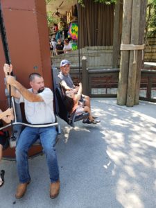 Riding rides at Dollywood.