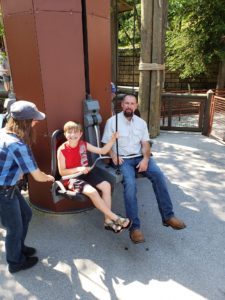 Riding rides at Dollywood.