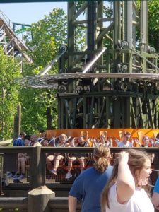 Riding rides at Dollywood.