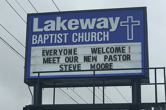 Lakeway Baptist Church sign.